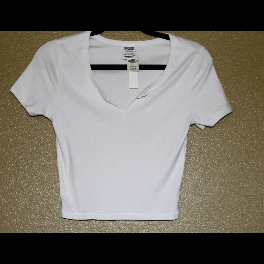 Victoria’s Secret PINK off white cropped t shirt